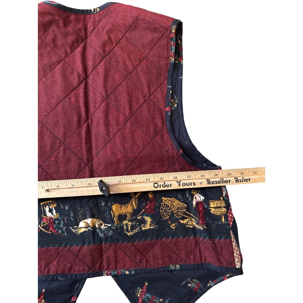 Unbranded Quilted Harvest Patchwork Vest Womens med Multicolor Good Folk Art - Picture 3 of 4